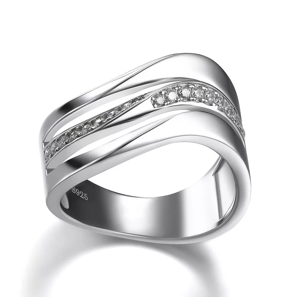 New 925 Silver Three Layers a wave Diamond Ring - Picture 2 of 6